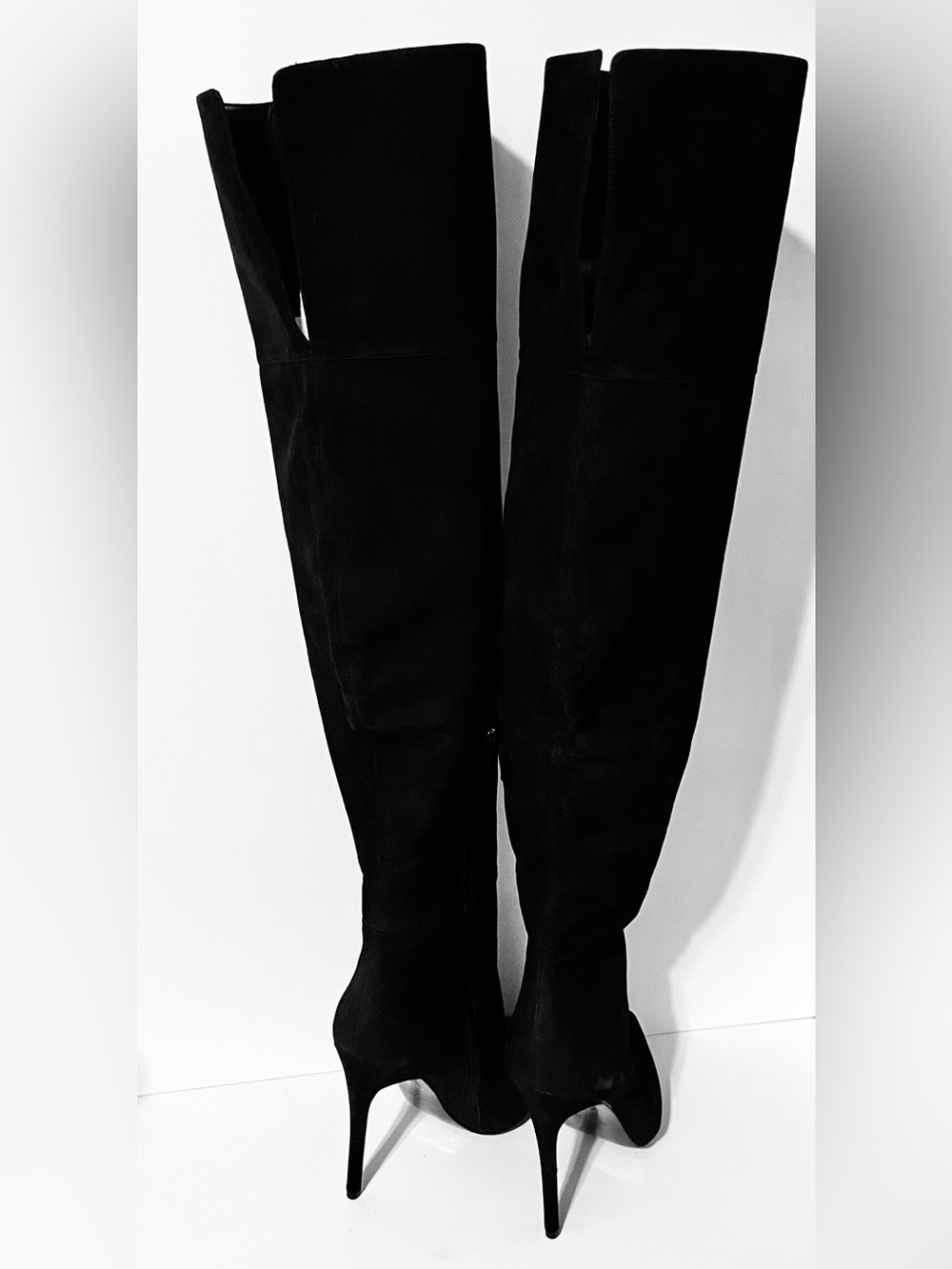 ALDO Leather/Suede Black Tall Over-the-Knee Stiletto Boots - Picture 10 of 14
